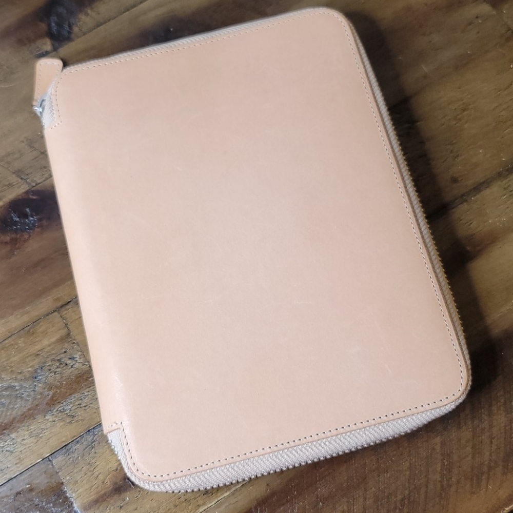 Galen Leather Natural A5 Zip Folio Planner Case
